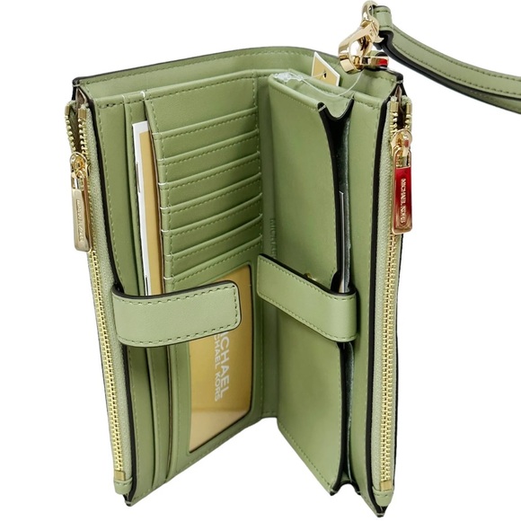 Michael Kors Jet Set Travel Double Zip Phone Wristlet Wallet Green - Picture 3 of 4